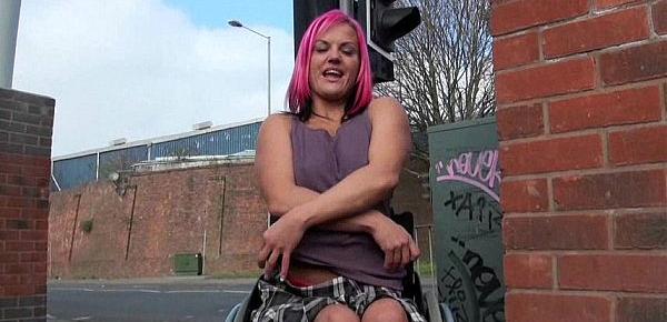  Wheelchair bound Leah Caprice in uk flashing and outdoor nudity